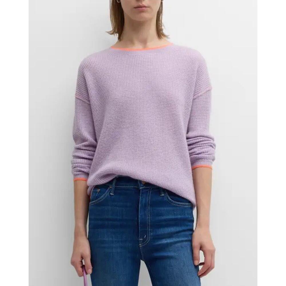 Lisa Todd Cashmere Sweater Lavender Colorblock Waffle Knit Oversized Women’s XS